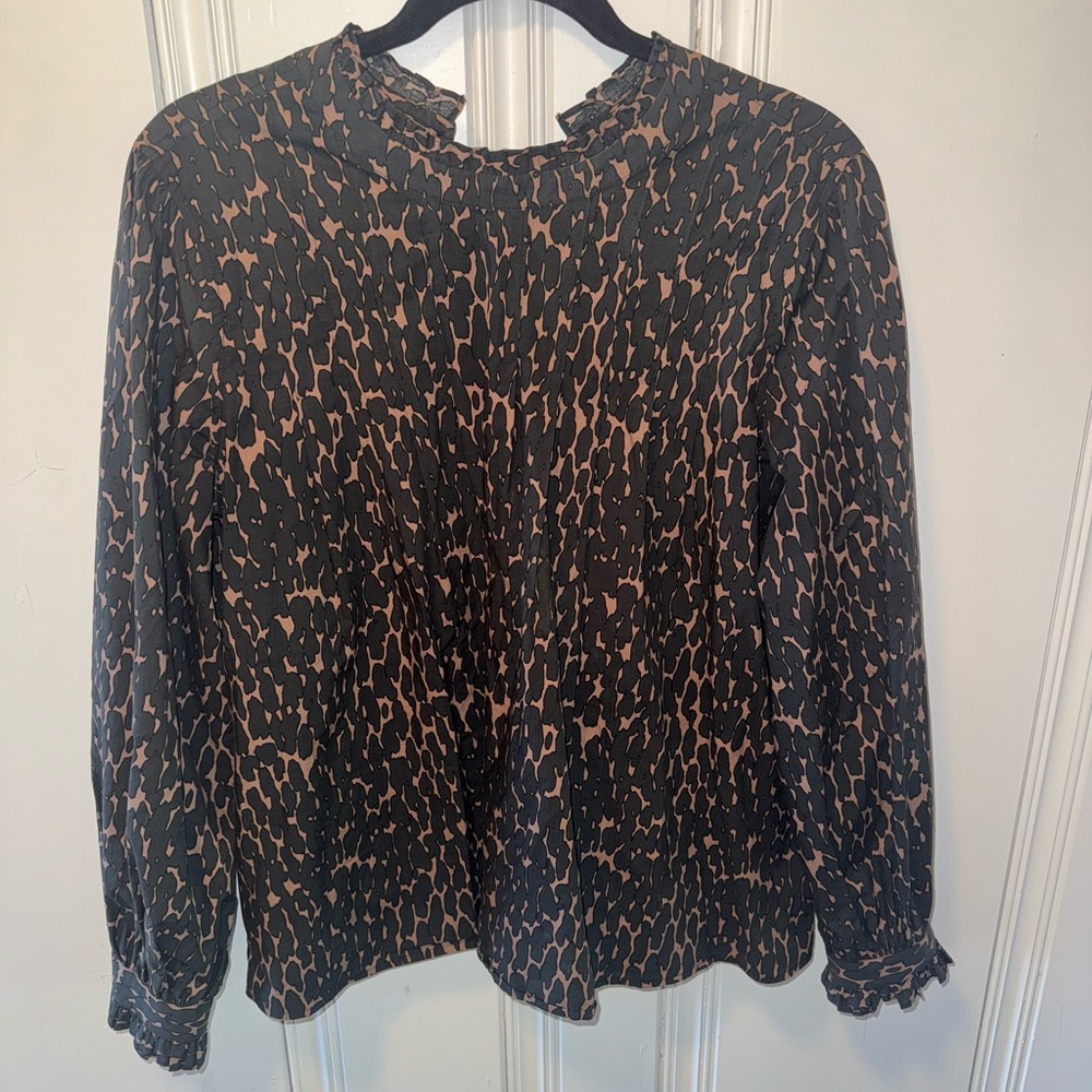Rails Black and Brown Patterned Blouse